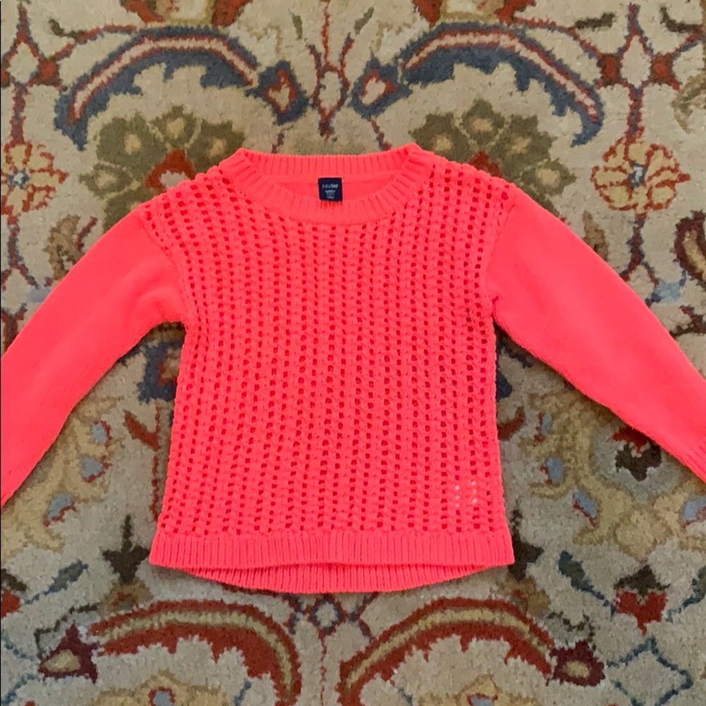 Gap 3T coral cotton round neck sweater